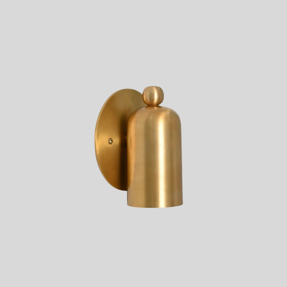 Brass Rounded Cylinder & Ball Finial Sconce - Modern Capsule Shaped Wall Lamp
