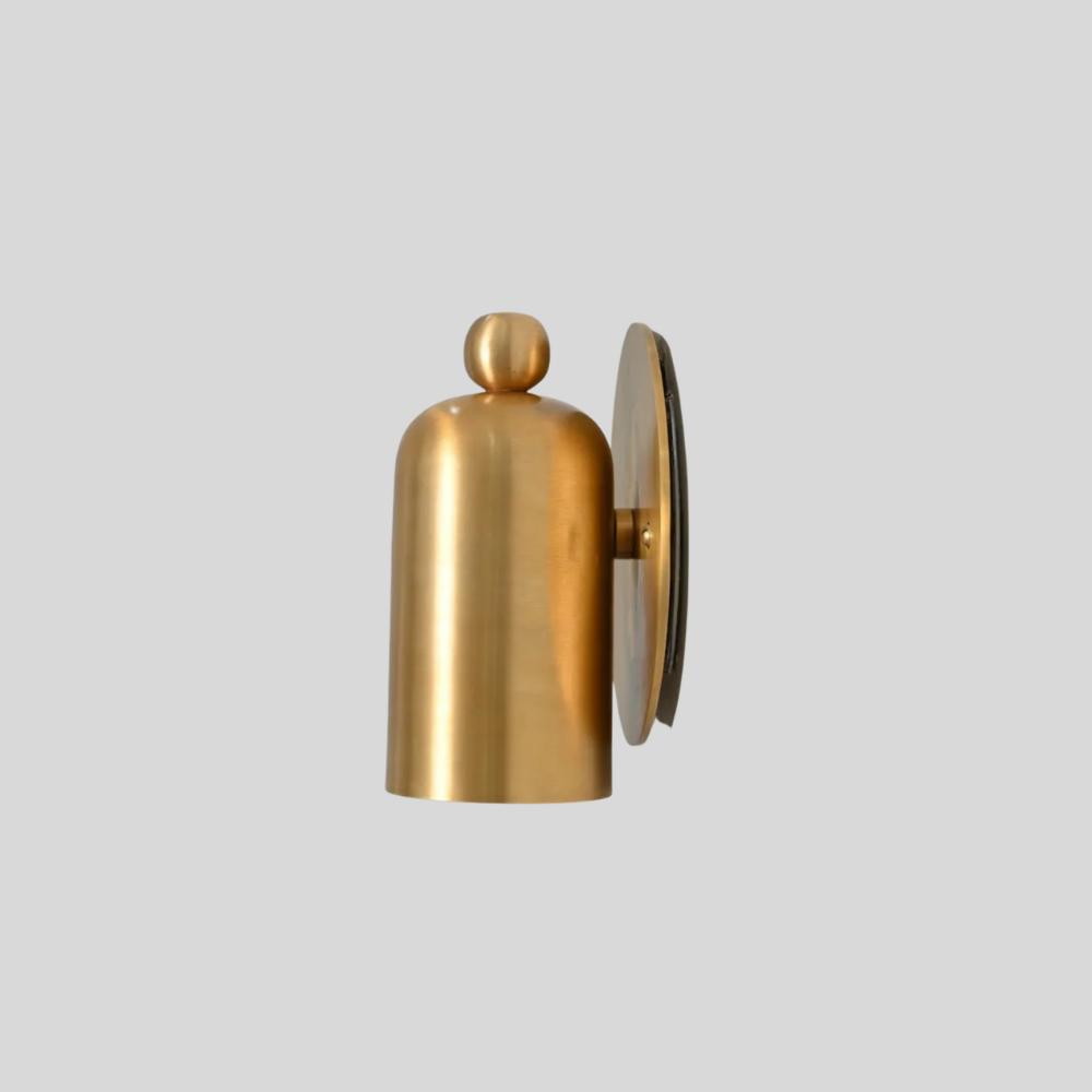 Brass Rounded Cylinder & Ball Finial Sconce - Modern Capsule Shaped Wall Lamp