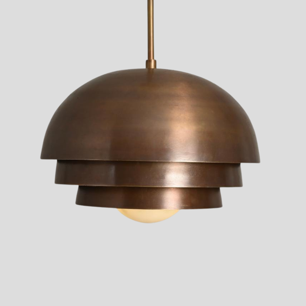 Brass Dome Pendant - Mid Century Glass Globe Ceiling Light