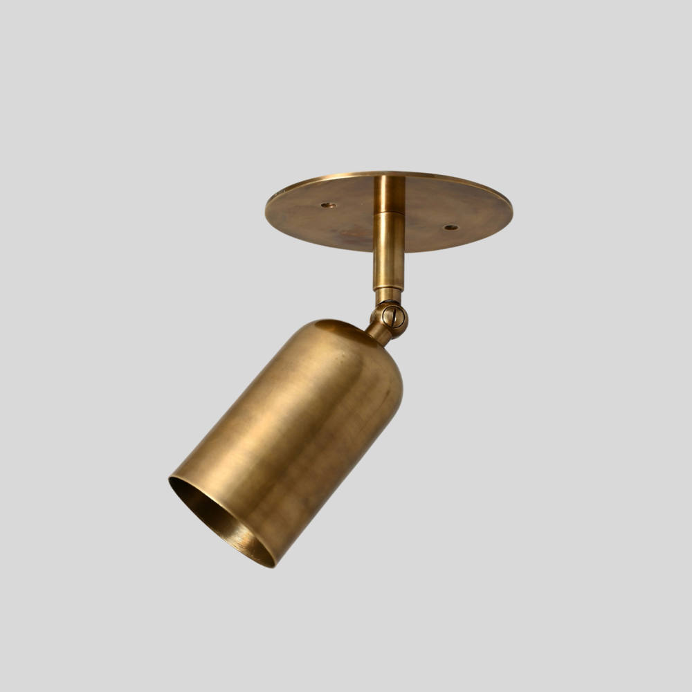 Brass Adjustable Rounded Cylinder Spot Light - Directional Minimalist Ceiling Light