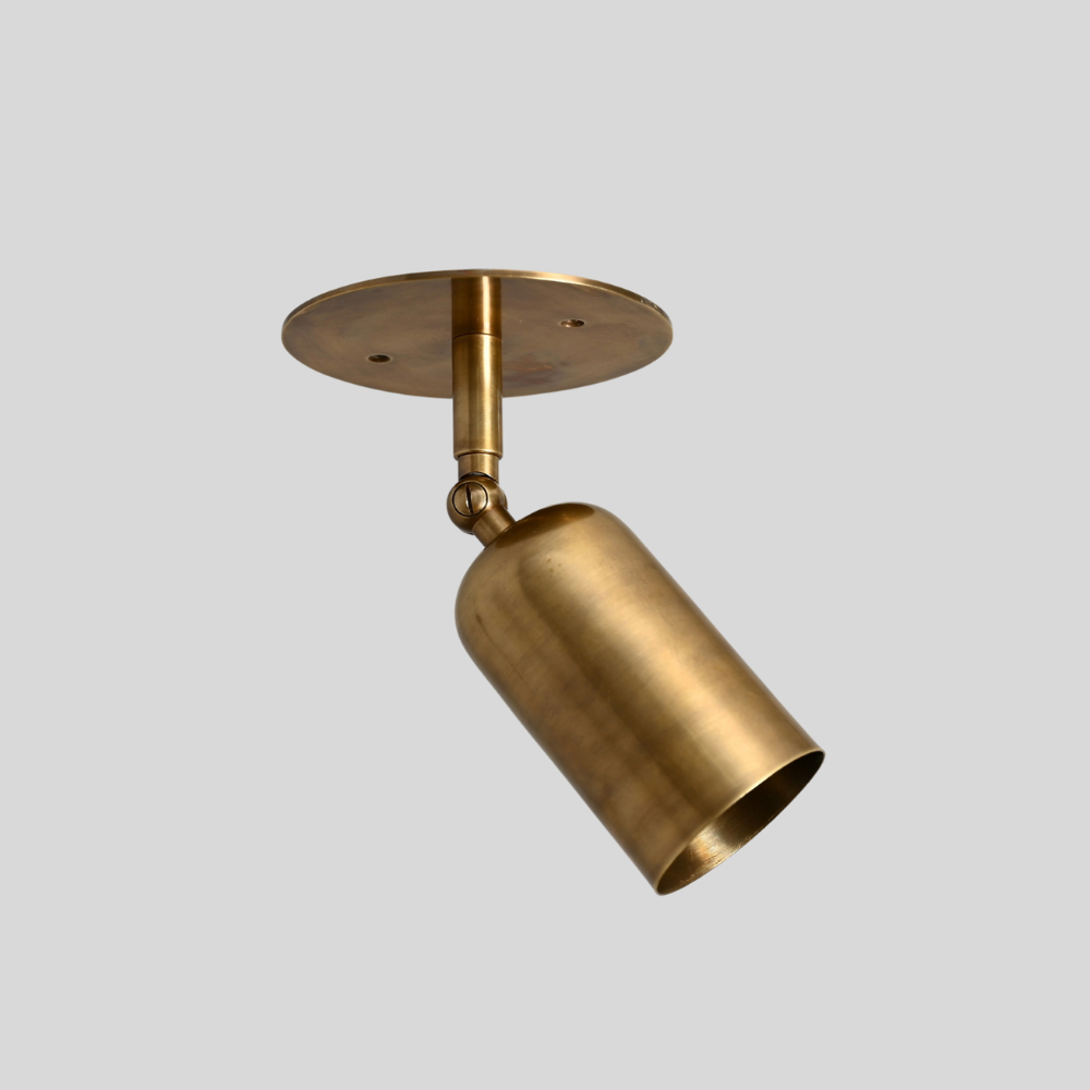 Brass Adjustable Rounded Cylinder Spot Light - Directional Minimalist Ceiling Light