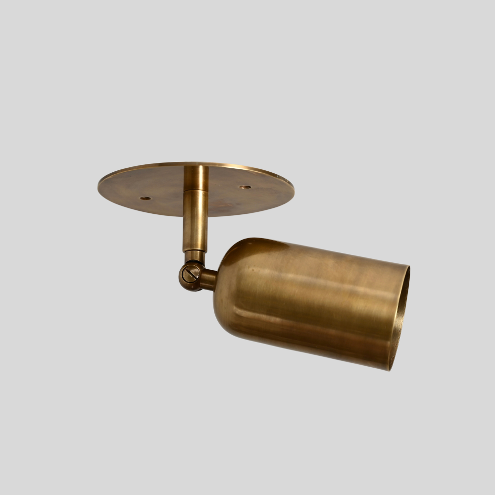 Brass Adjustable Rounded Cylinder Spot Light - Directional Minimalist Ceiling Light