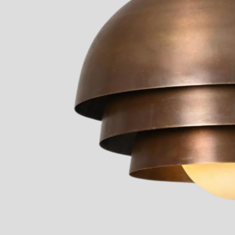 Brass Dome Pendant - Mid Century Glass Globe Ceiling Light