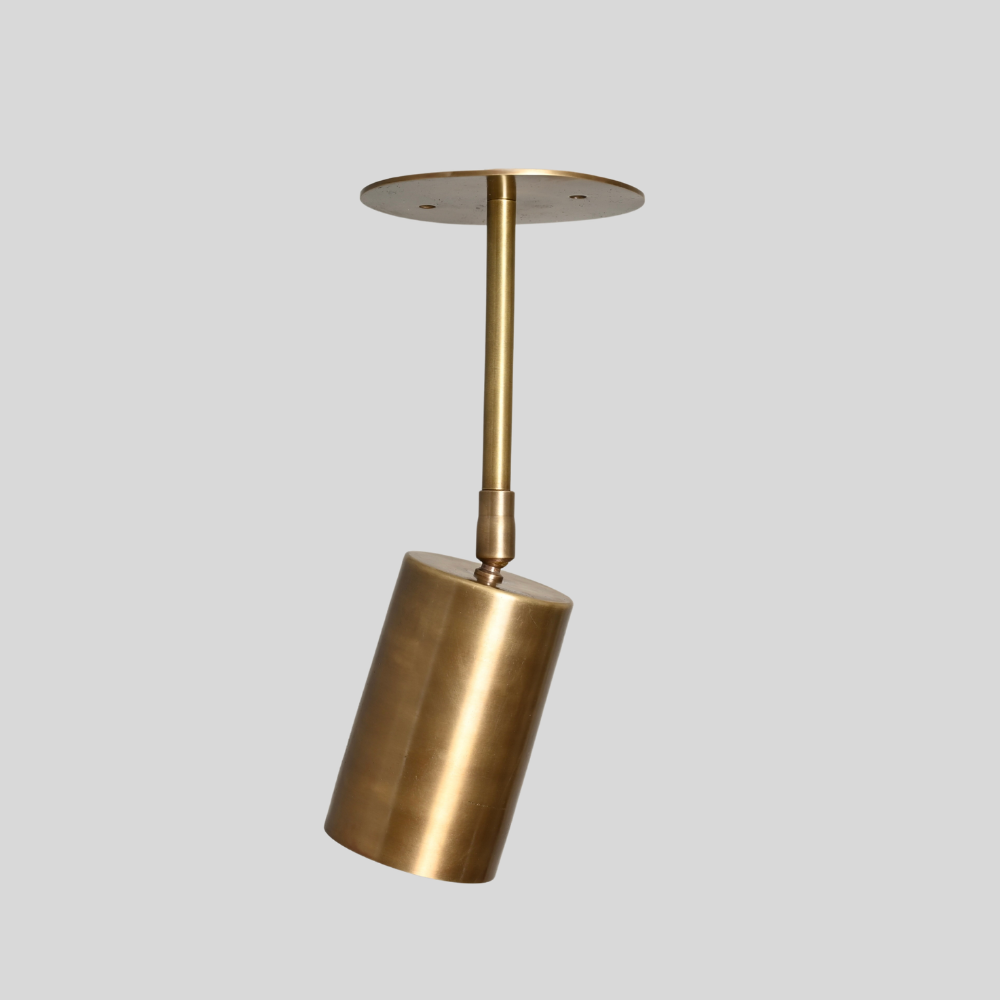 Brass Straight Cylinder Pendant Spot Light - Modern Adjustable Flush Mount