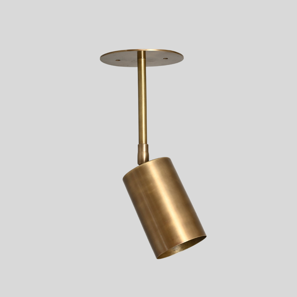 Brass Straight Cylinder Pendant Spot Light - Modern Adjustable Flush Mount