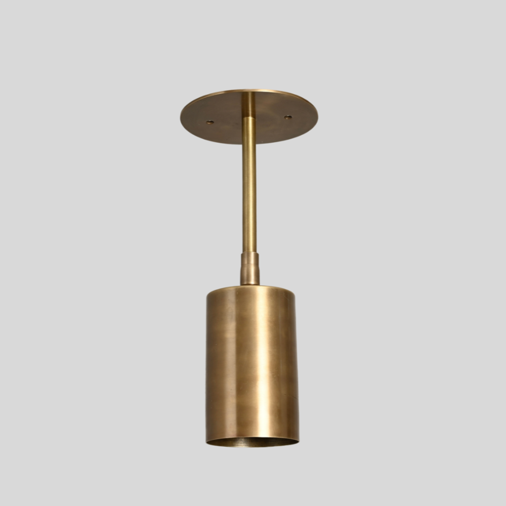 Brass Straight Cylinder Pendant Spot Light - Modern Adjustable Flush Mount