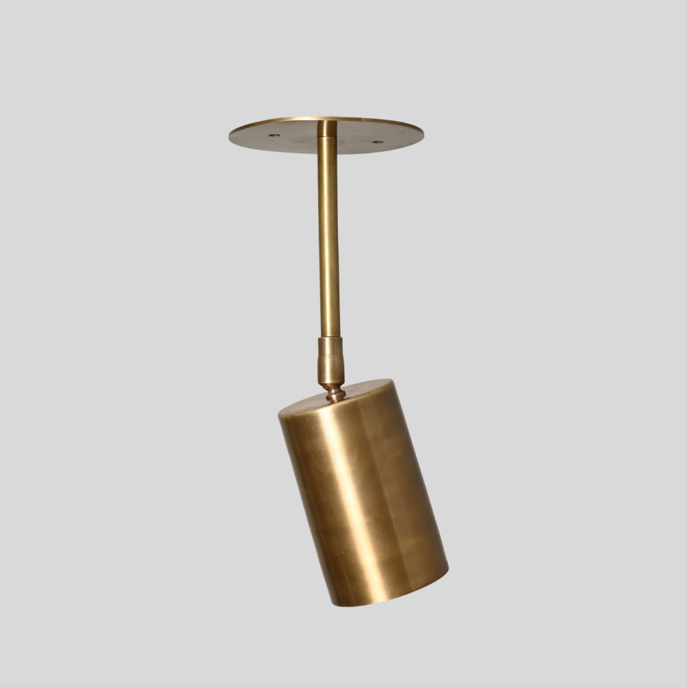 Brass Straight Cylinder Pendant Spot Light - Modern Adjustable Flush Mount