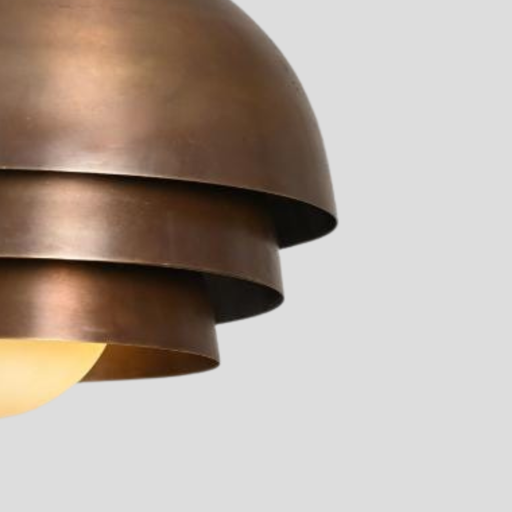 Brass Dome Pendant - Mid Century Glass Globe Ceiling Light