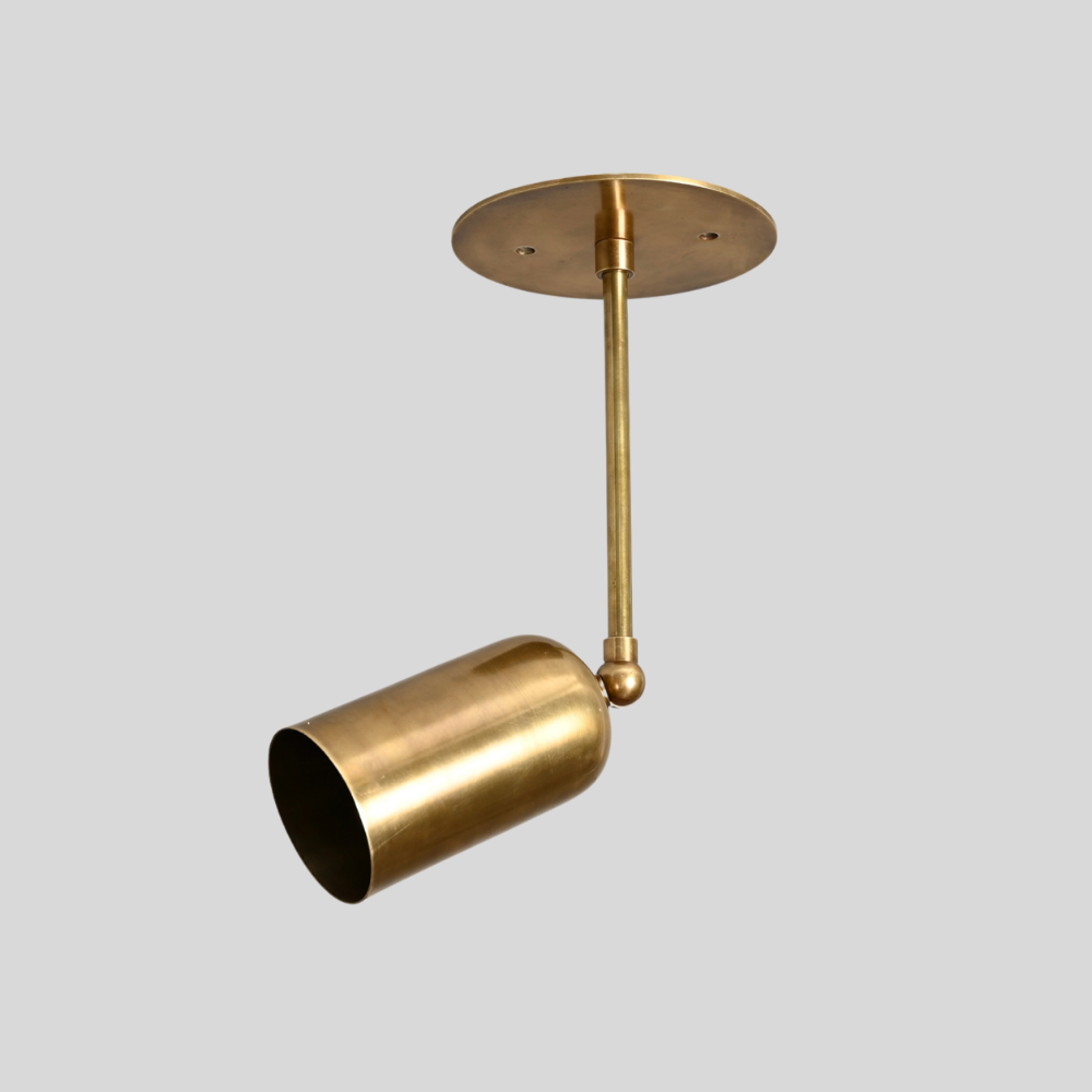 Rounded Cylinder Pendant Spot Light - Brass Adjustable Ceiling Light