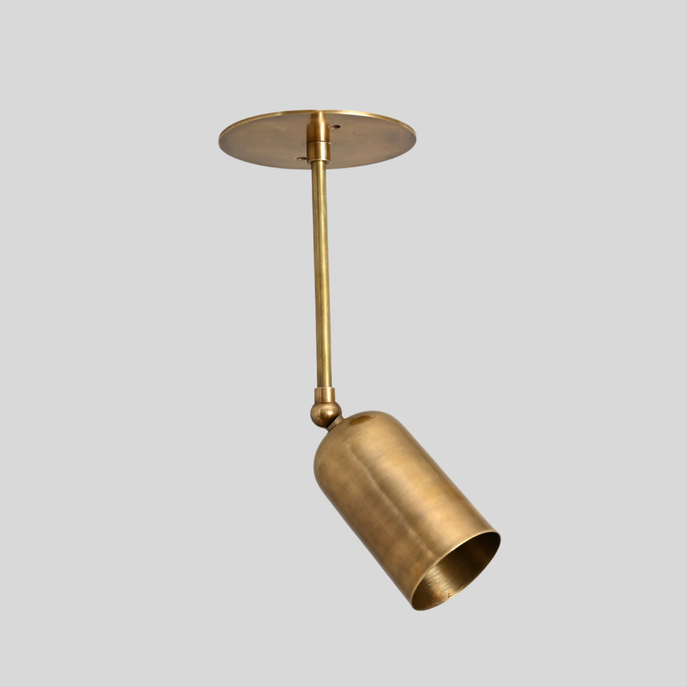 Rounded Cylinder Pendant Spot Light - Brass Adjustable Ceiling Light