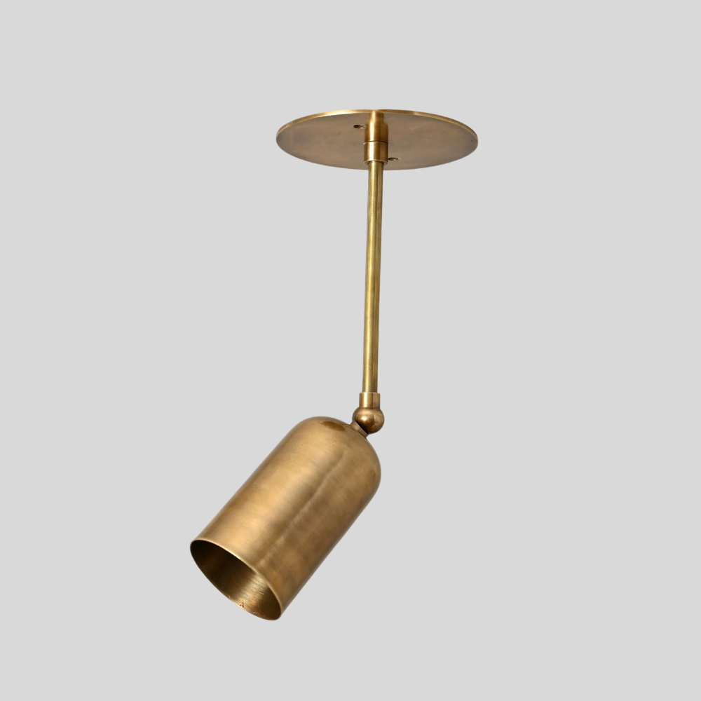 Rounded Cylinder Pendant Spot Light - Brass Adjustable Ceiling Light