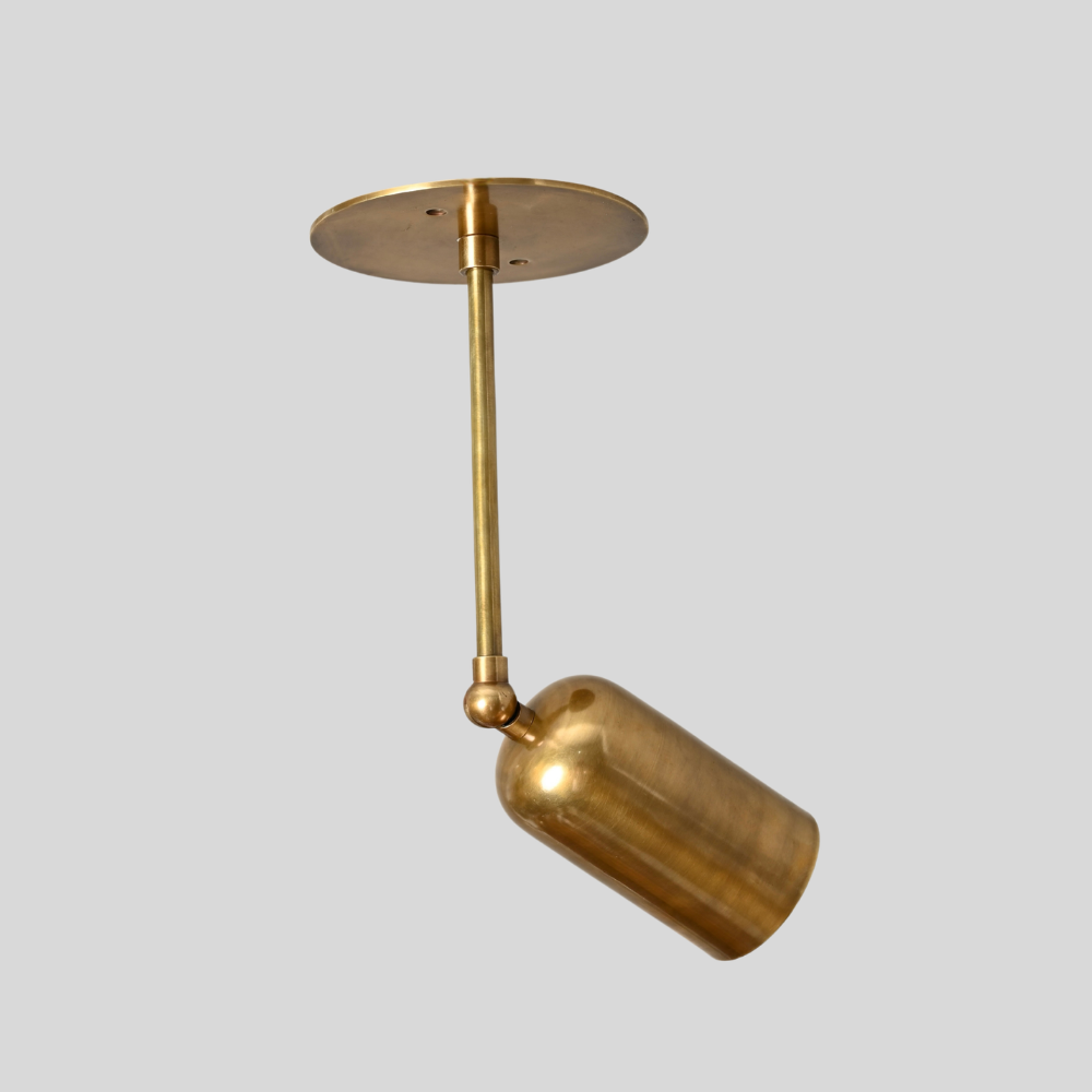 Rounded Cylinder Pendant Spot Light - Brass Adjustable Ceiling Light