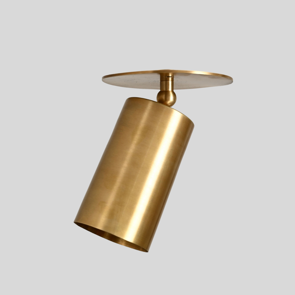 Brass Straight Cylinder Spot Light - Minimalist Adjustable Modern Flush Mount