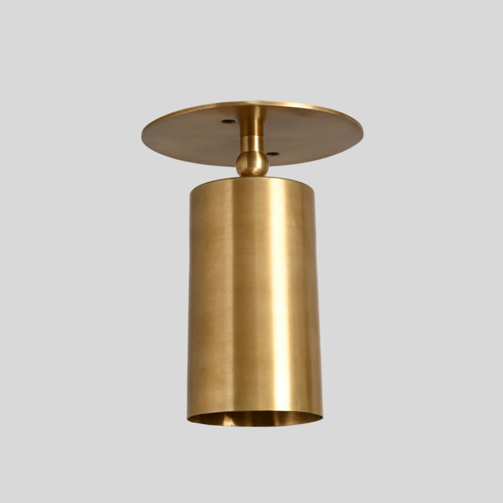 Brass Straight Cylinder Spot Light - Minimalist Adjustable Modern Flush Mount