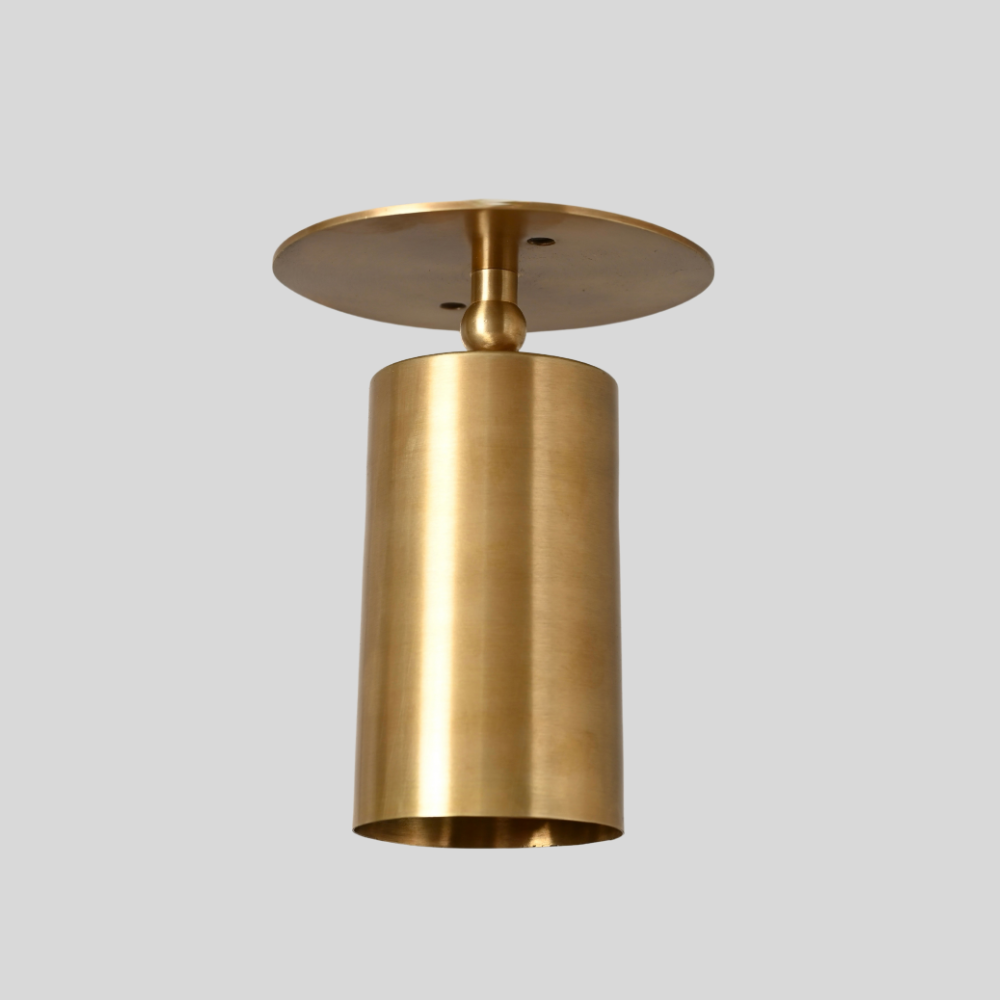 Brass Straight Cylinder Spot Light - Minimalist Adjustable Modern Flush Mount