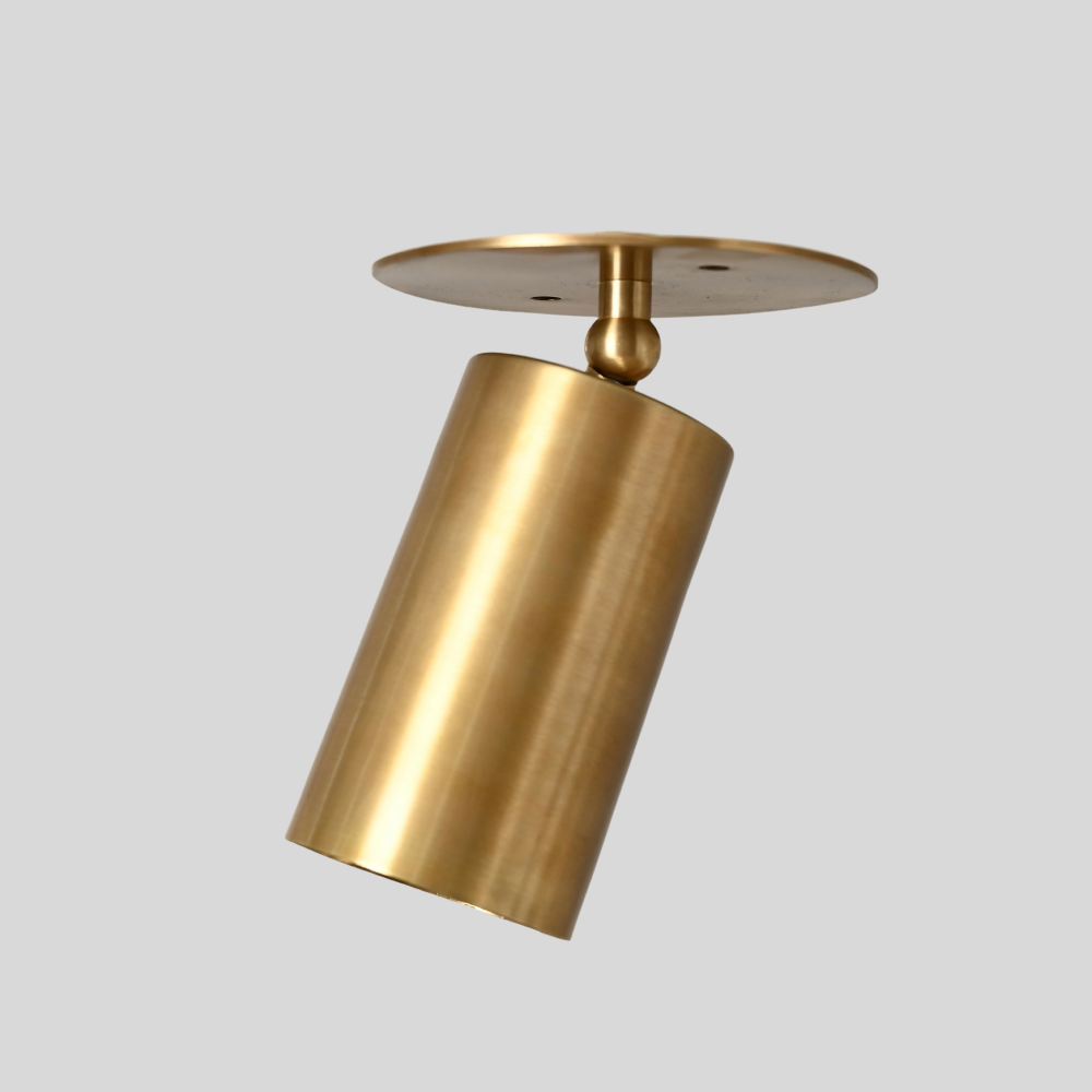 Brass Straight Cylinder Spot Light - Minimalist Adjustable Modern Flush Mount