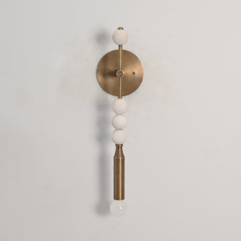 Brass Marble Wall Lamp - Modern Finial Vertical Sconce