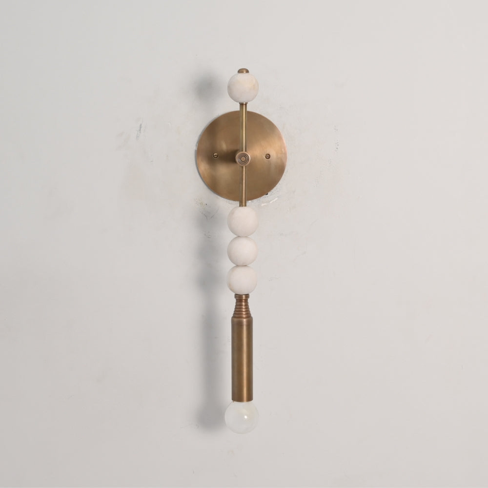 Brass Marble Wall Lamp - Modern Finial Vertical Sconce