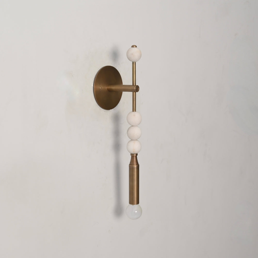 Brass Marble Wall Lamp - Modern Finial Vertical Sconce