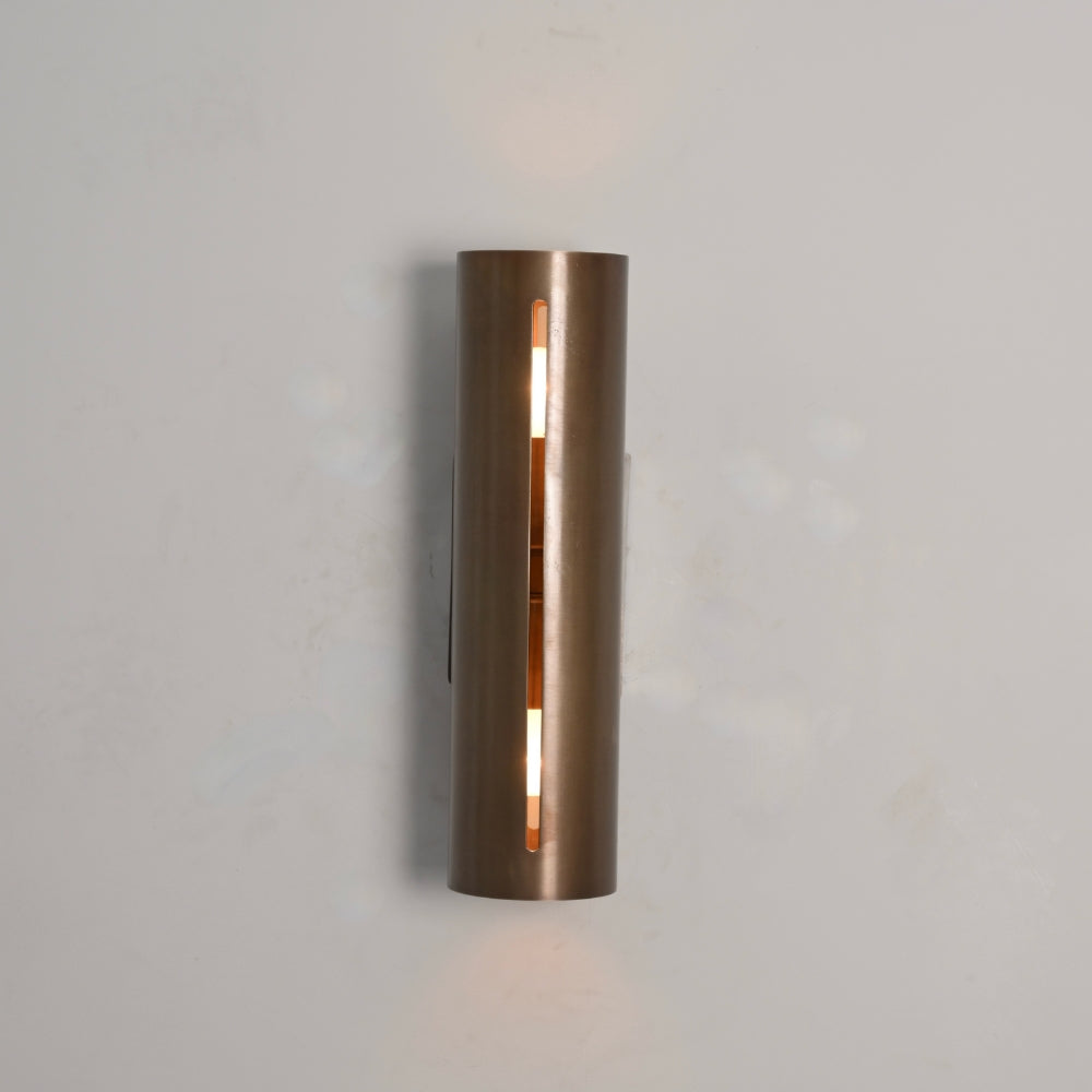 Cylinder Light Brass Wall Sconce Tube - Cut Shade