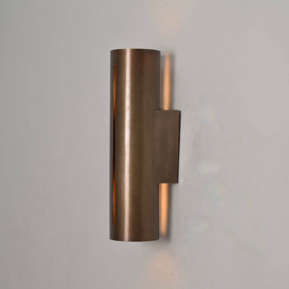 Cylinder Light Brass Wall Sconce Tube - Cut Shade