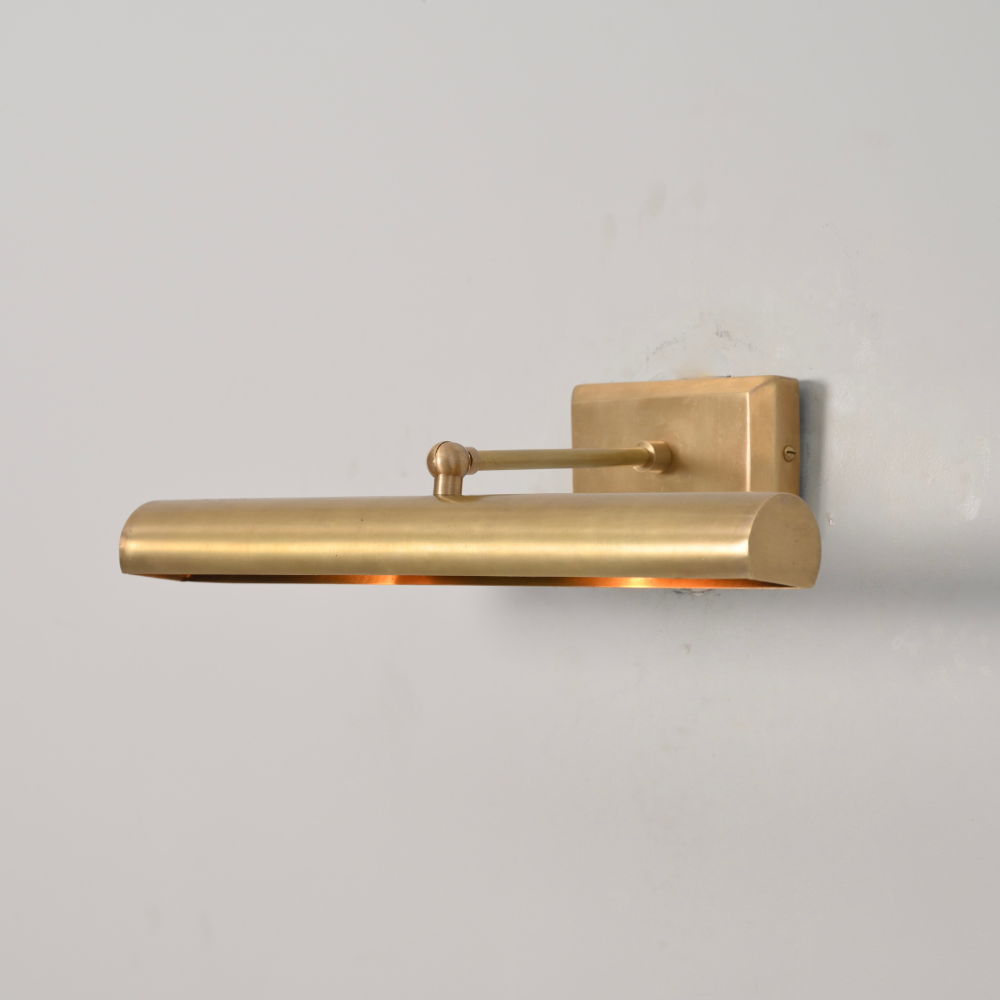 Half Round Shade & Pivoting Swing Arm - Brass Picture Light