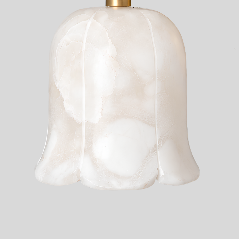 Modern Alabaster Flower Sconce - Brass Bellflower Shade Wall Lamp