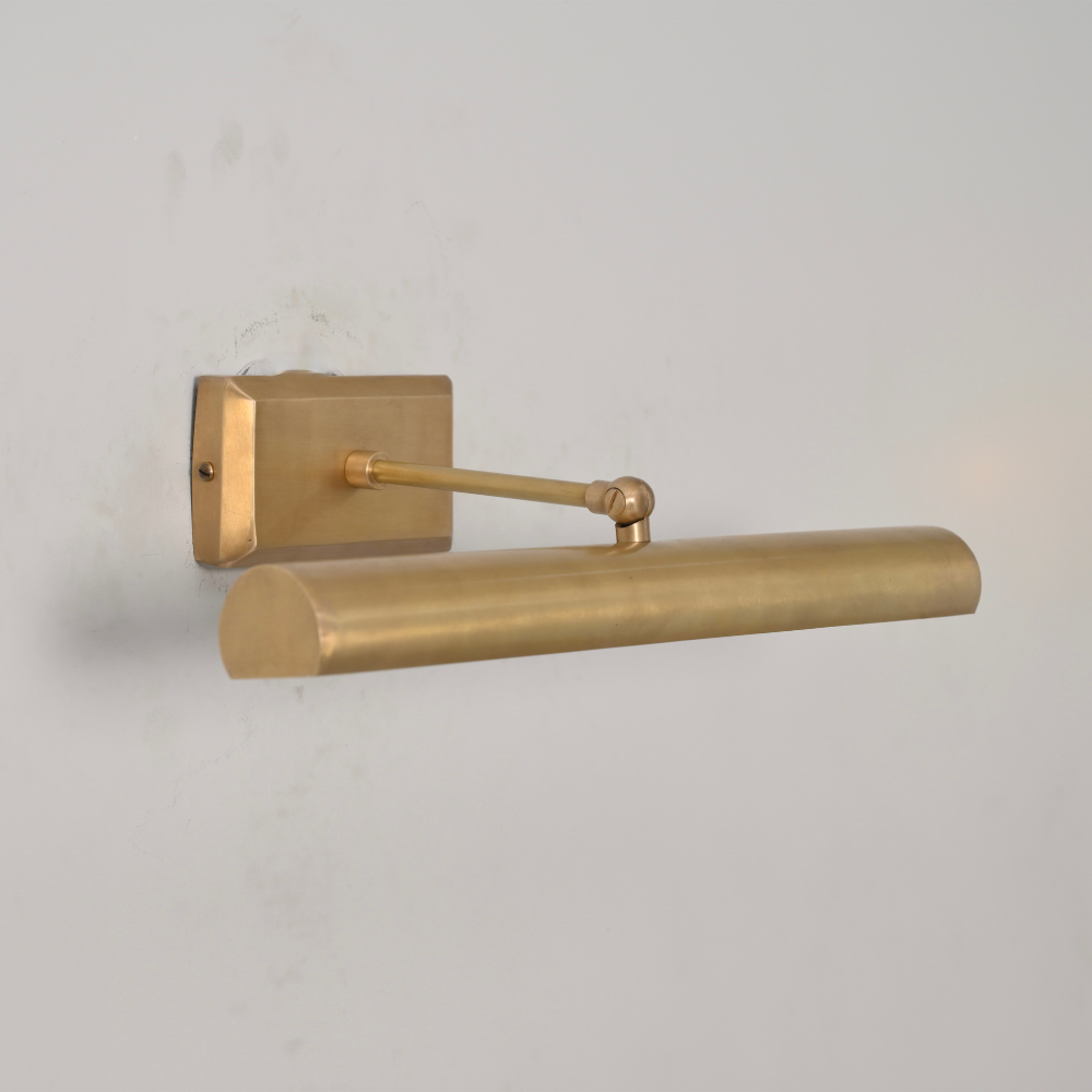 Half Round Shade & Pivoting Swing Arm - Brass Picture Light