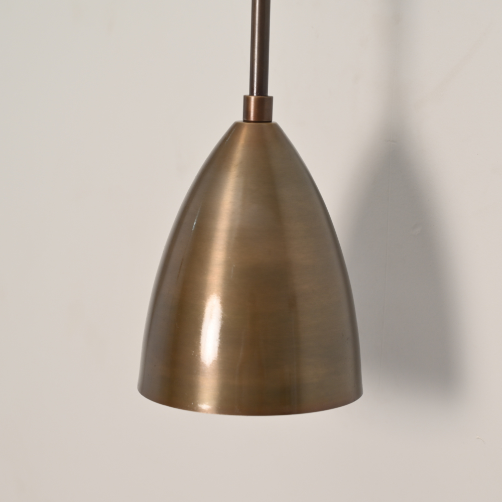 Wall Pendant Light Sconce - Brass Bell Shade & Right Angle Arm