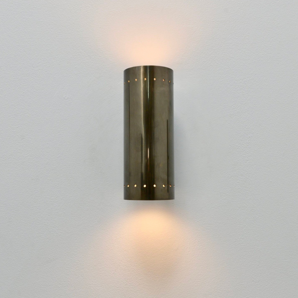 Perforated Brass Wall Sconce - Modern Large Cylinder Lamp