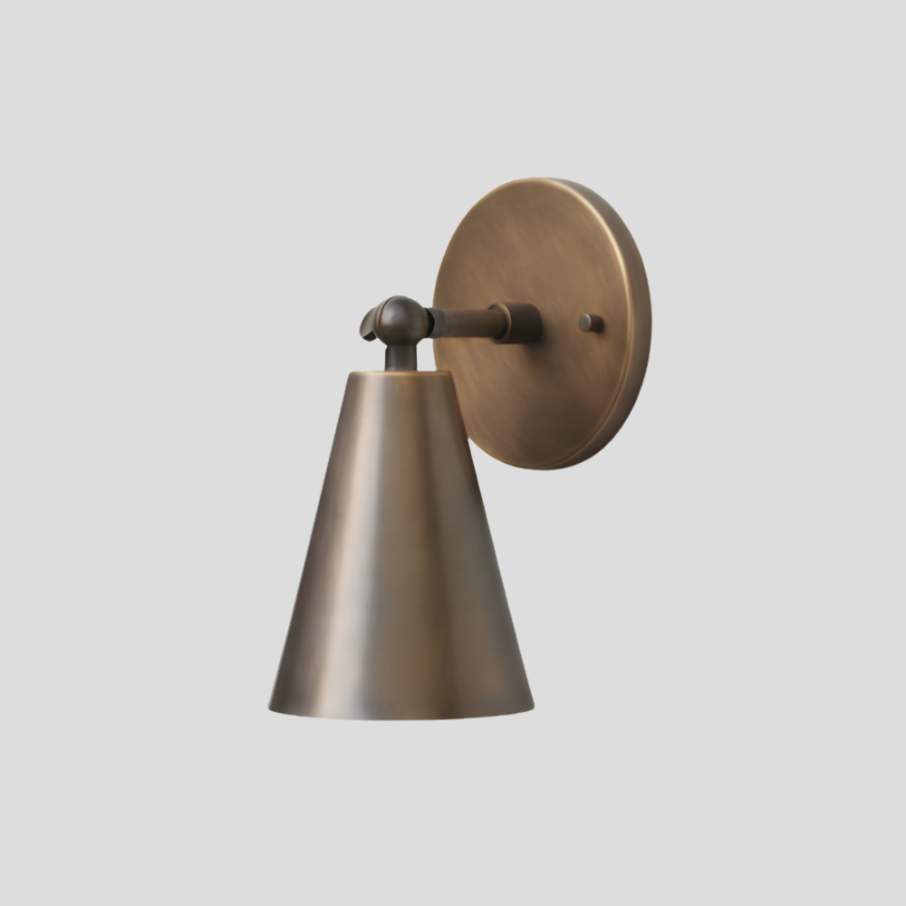 Adjustable Brass Cone Spot Light - Mid Century Modern Wall Sconce