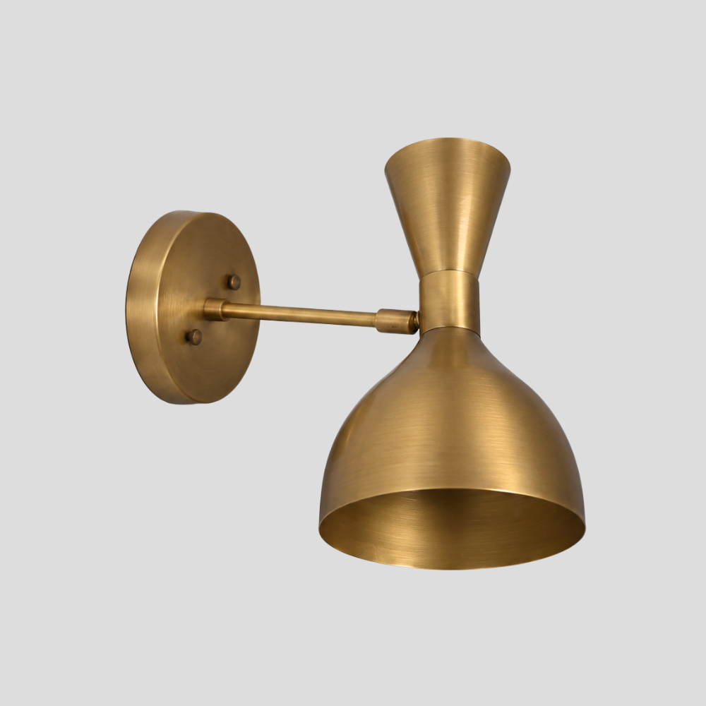 Adjustable Brass Hourglass Wall Lamp - Mid Century Double Cone Sconce