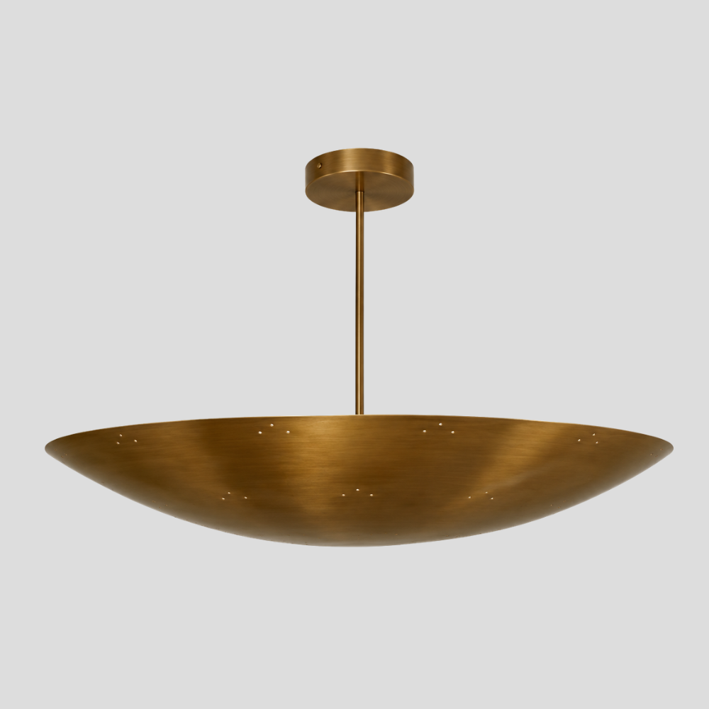 6 Light Perforated Brass Chandelier - Modern Large Dome Pendant