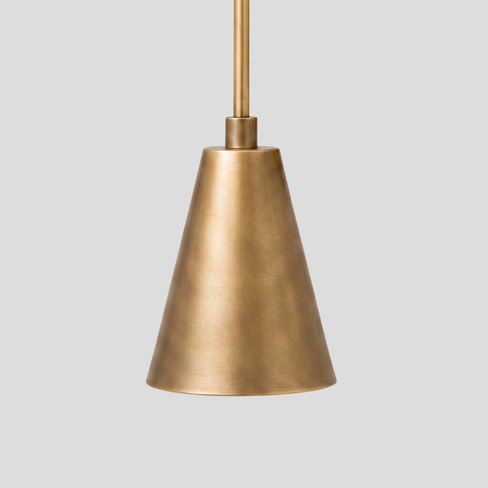 Modern Brass Long Cone Wall Lamp - Mid Century Curved Loop Arm Sconce