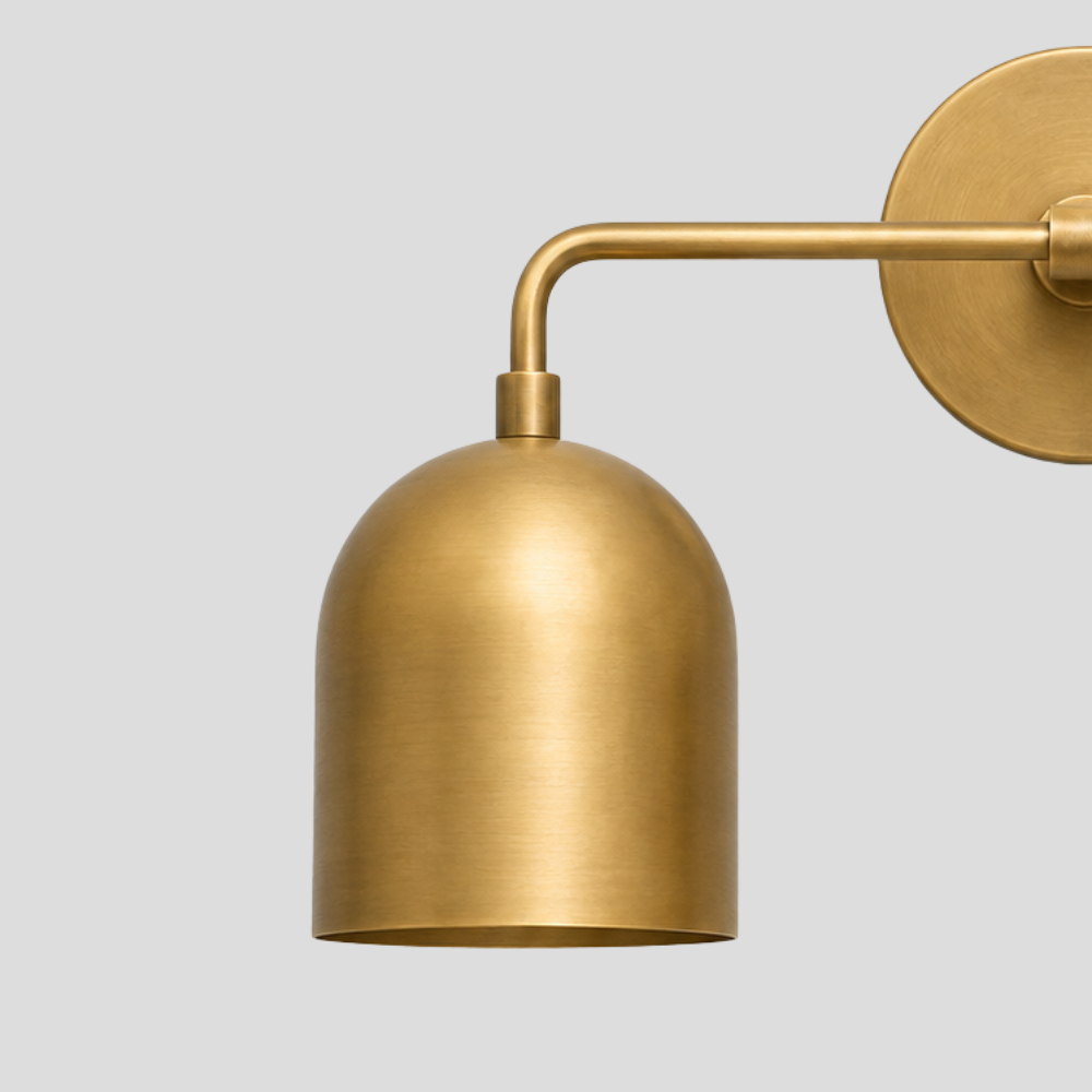 Double Brass Dome Vanity Light - Mid Century Two Bell Wall Sconce