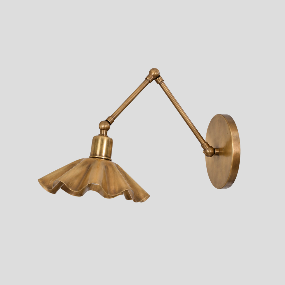 Articulated Brass Flower Wall Lamp - Ruffled Swing Arm Sconce