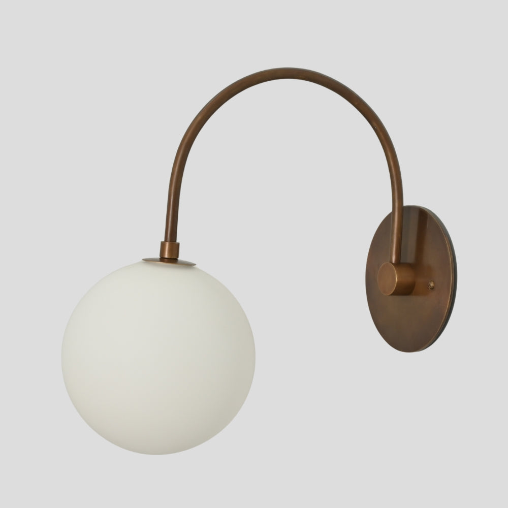 Brass Glass Globe Wall Sconce Handmade Mid Century Modern Bedside Lamp Vintage Brass Wall Light Fixture
