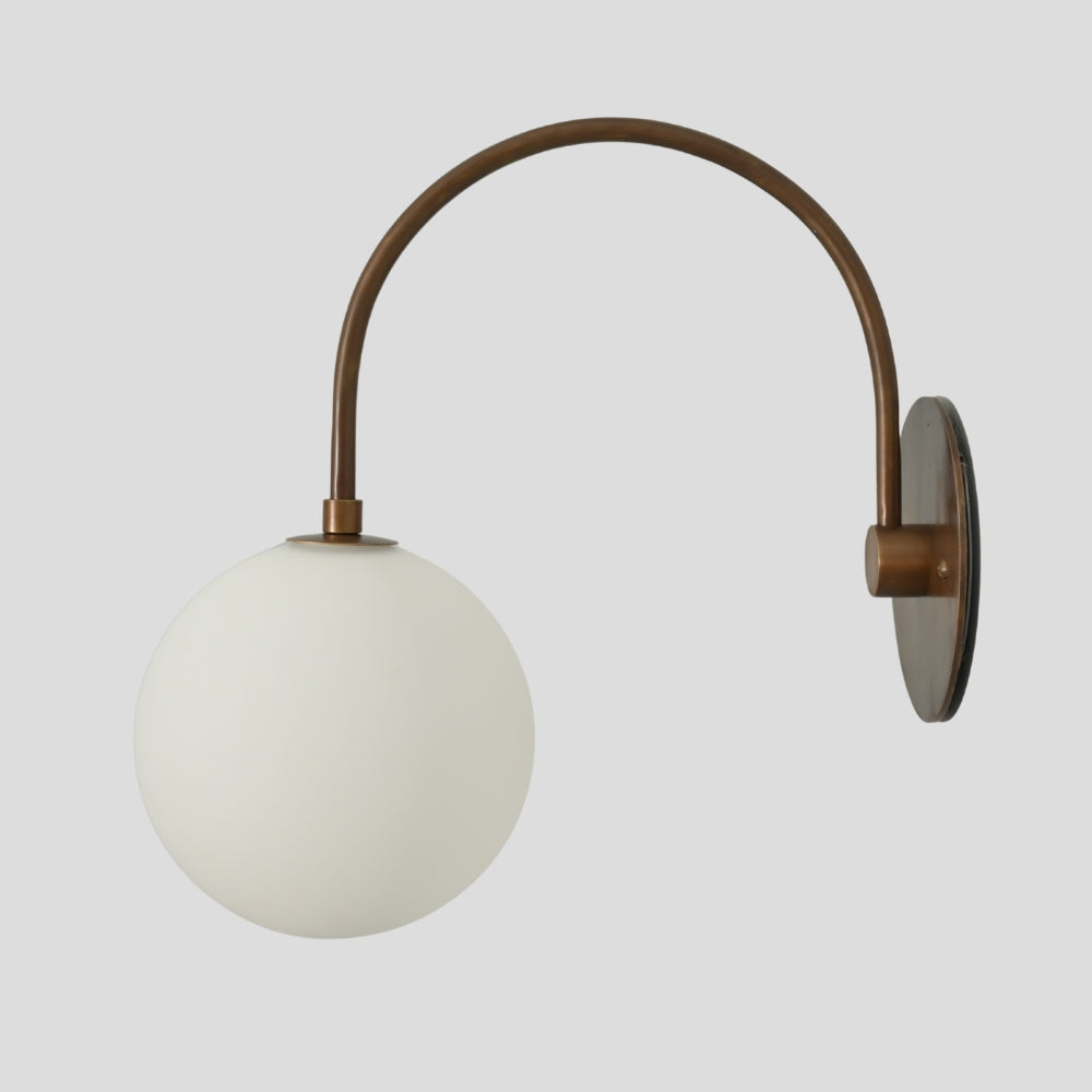 Brass Glass Globe Wall Sconce Handmade Mid Century Modern Bedside Lamp Vintage Brass Wall Light Fixture