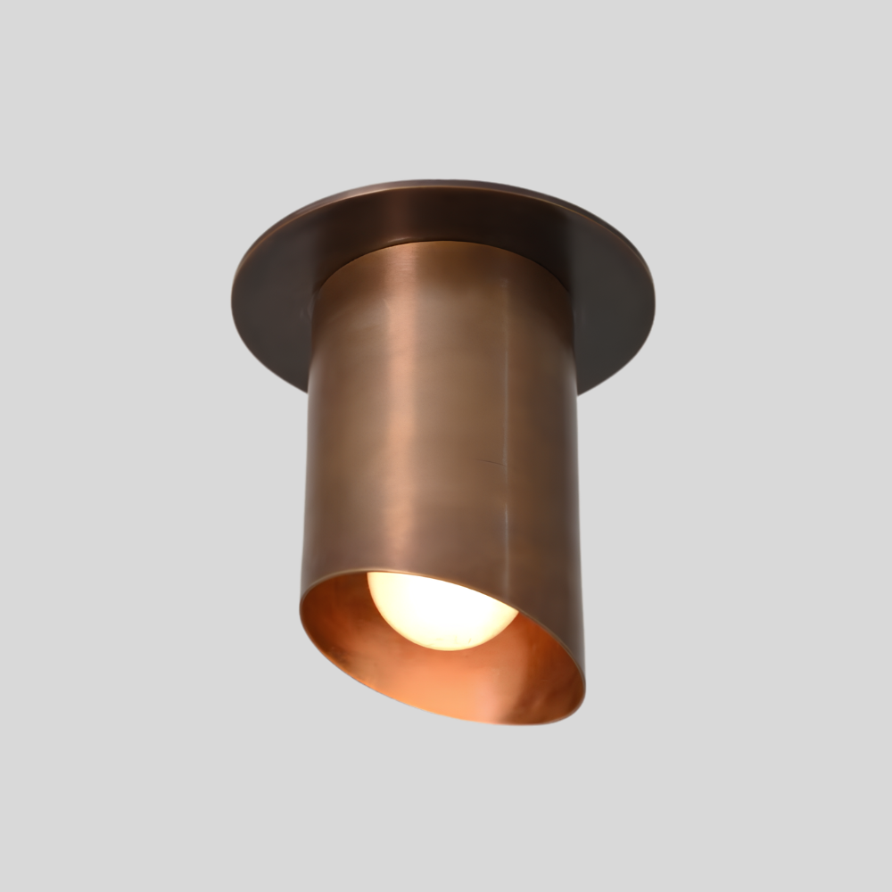 Brass Cut Cylinder Spot Light - Cylinder Flush Mount Ceiling Light