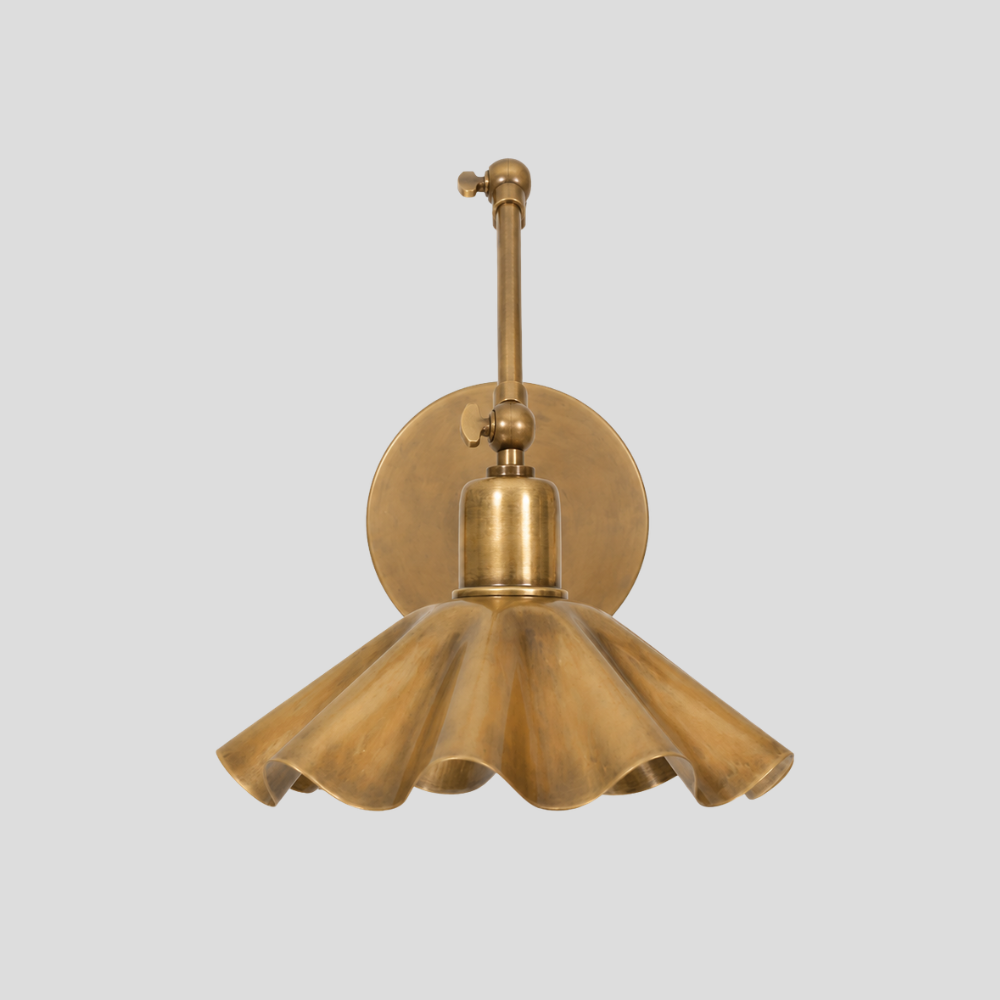 Articulated Brass Flower Wall Lamp - Ruffled Swing Arm Sconce