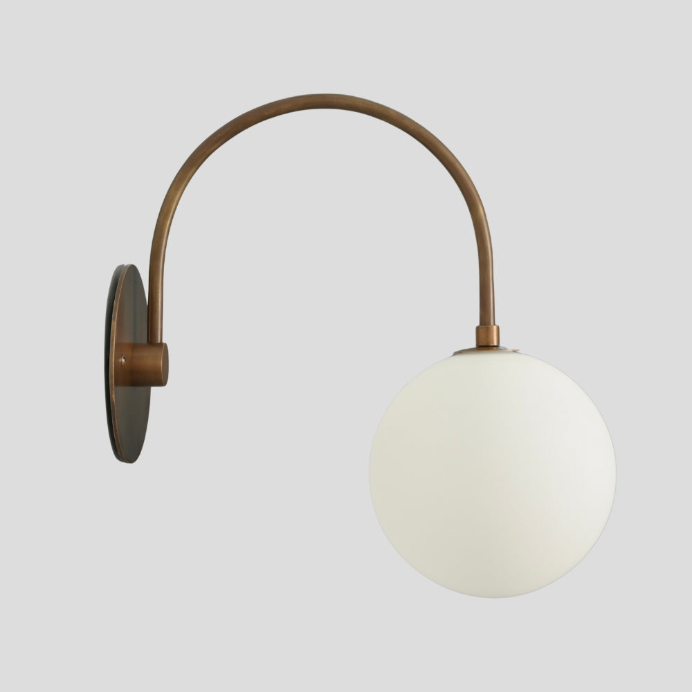 Brass Glass Globe Wall Sconce Handmade Mid Century Modern Bedside Lamp Vintage Brass Wall Light Fixture
