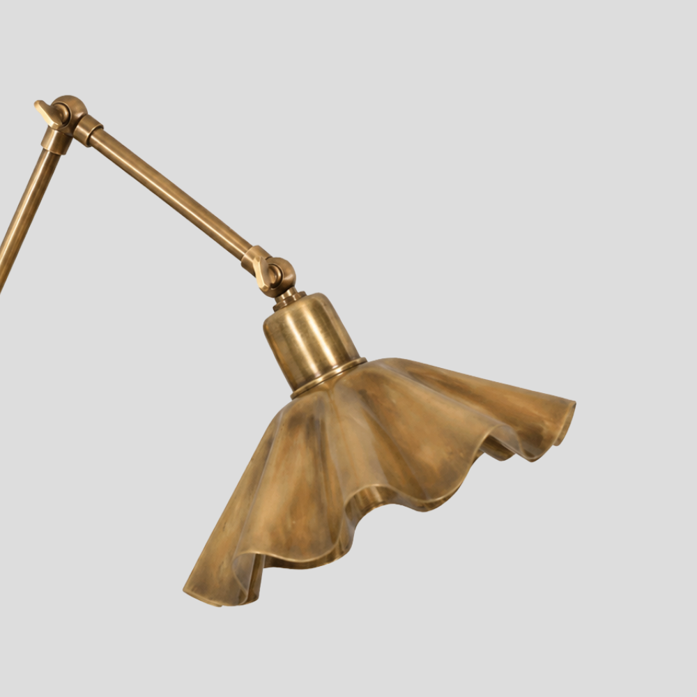 Articulated Brass Flower Wall Lamp - Ruffled Swing Arm Sconce