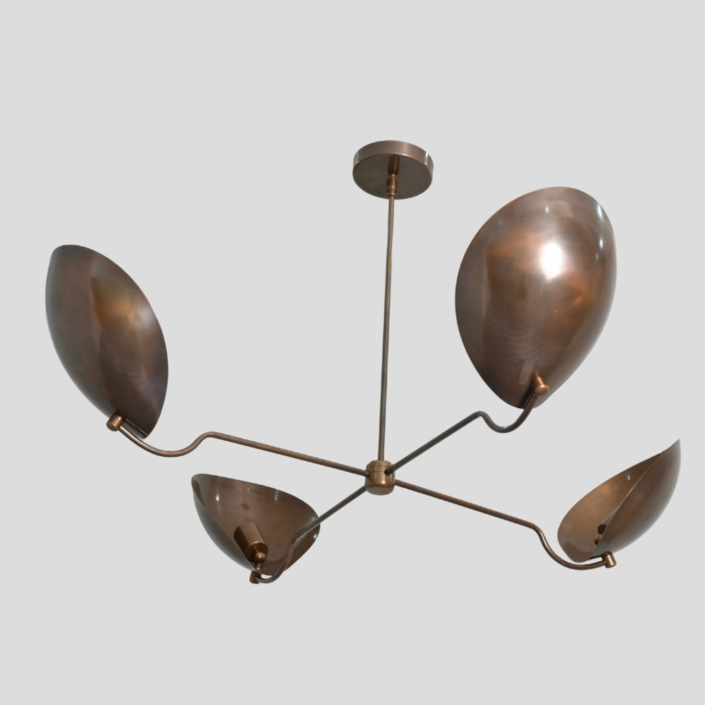 Mid Century Modern Brass Chandelier Handmade 4 Light Italian Sputnik Lamp Vintage Ceiling Light