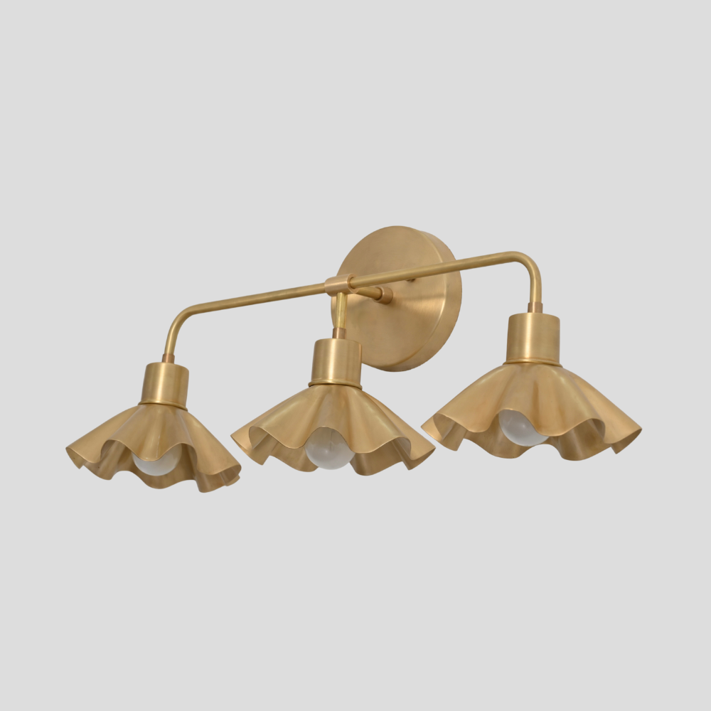 3 light brass flower inspired by the vanity light design by LightCove 