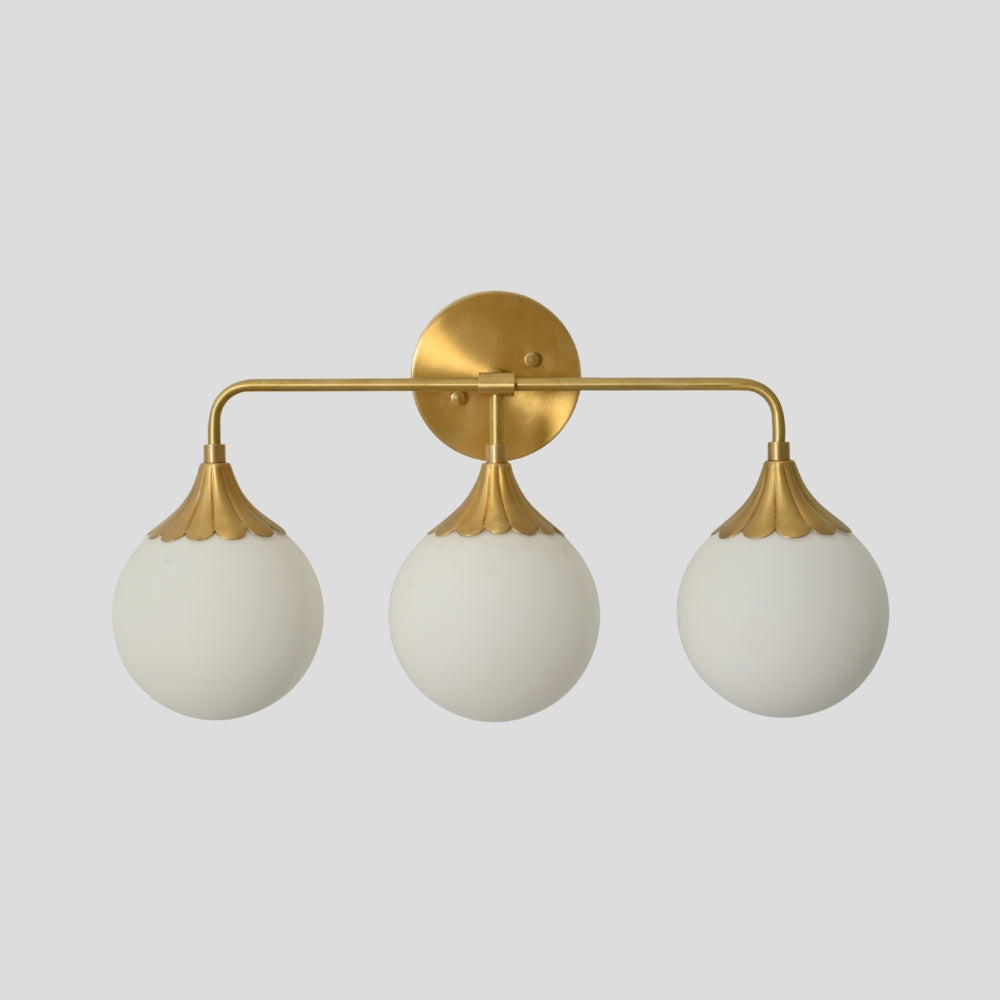 Vanity Light Brass Bathroom Wall Sconce - 3 Glass Globe