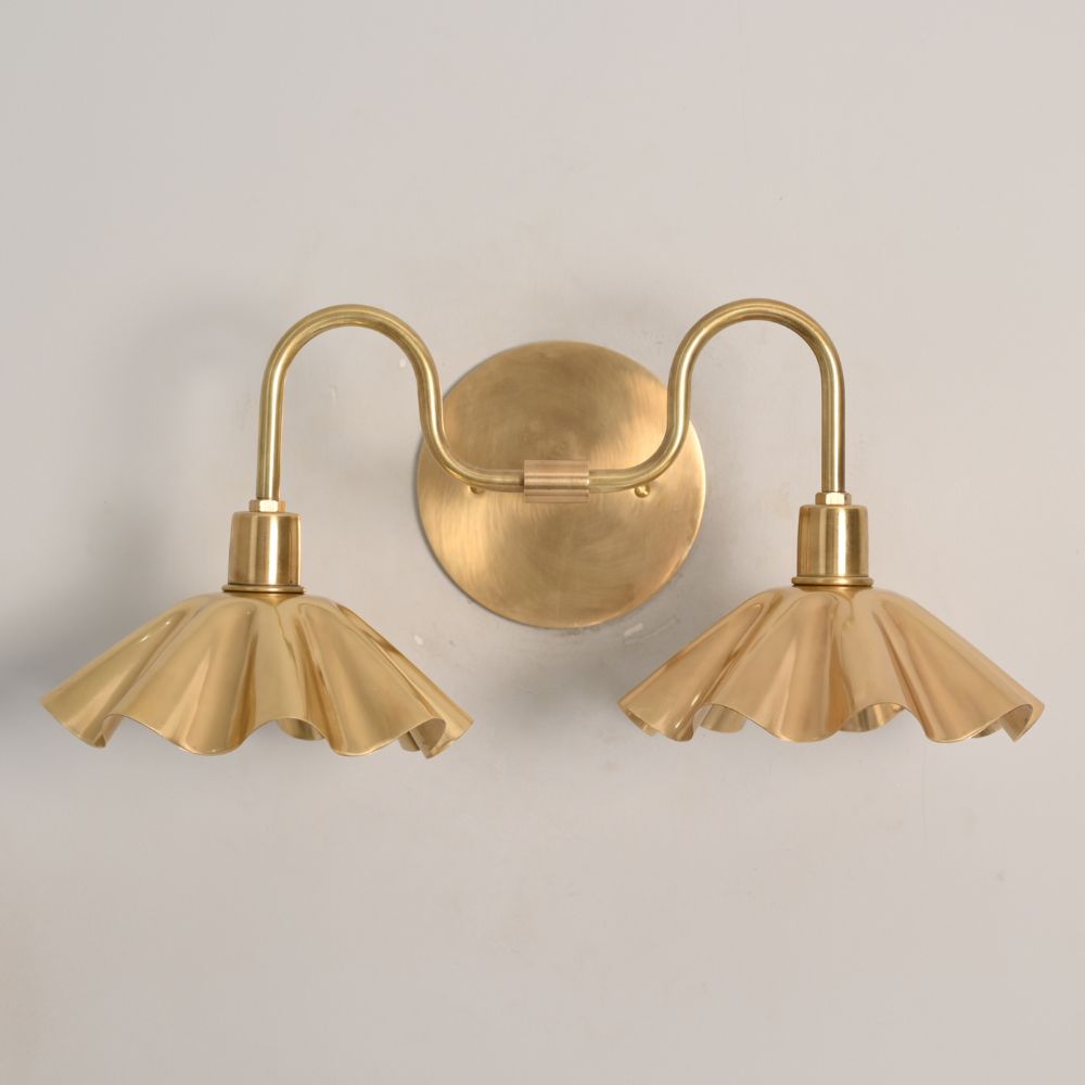 Double Flower Wall Sconce - Raw Brass Vanity Light