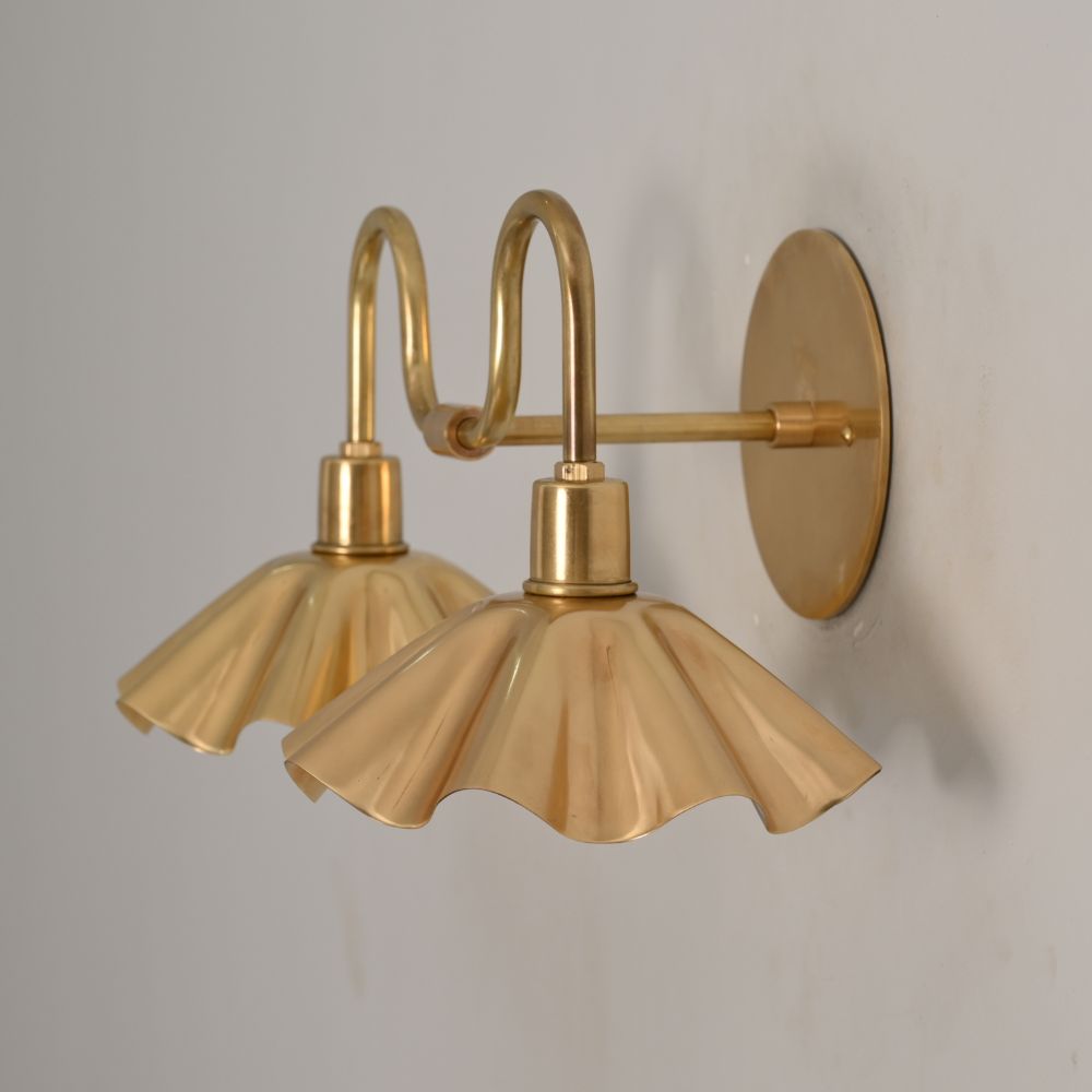 Double Flower Wall Sconce - Raw Brass Vanity Light