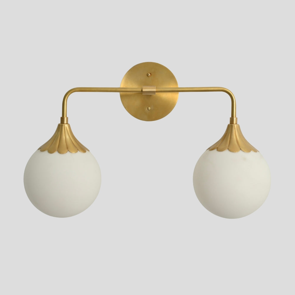 Vanity Light Brass Bathroom Wall Sconce - 2 Glass Globe