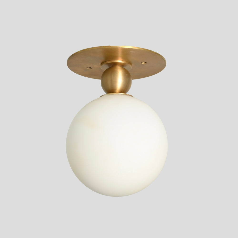 Glass Globe Flush Mount Ceiling Light - Brass Ball