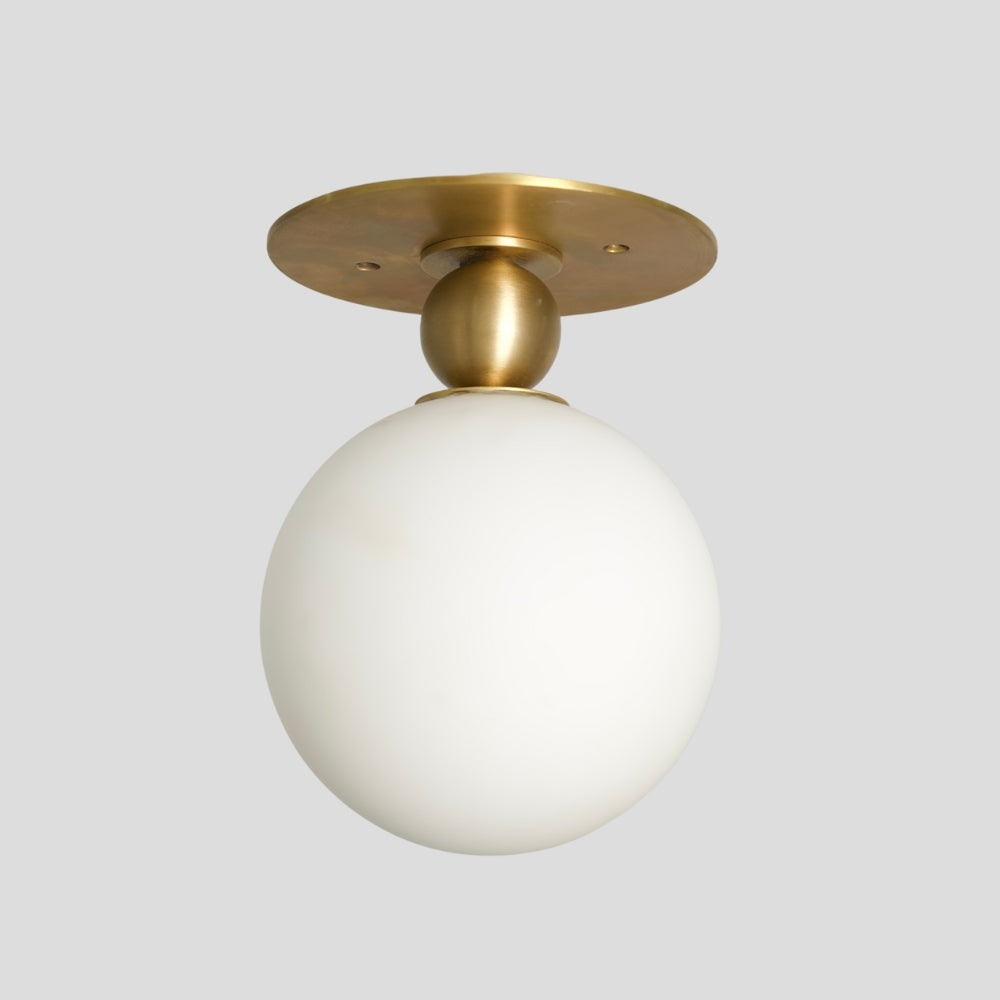 Glass Globe Flush Mount Ceiling Light - Brass Ball